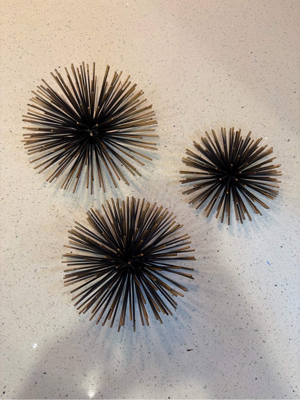 Decorative Metal Sea Urchin Wall Sculptures - Black and Gold